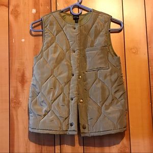 Plain Tan/Green Button Up Vest